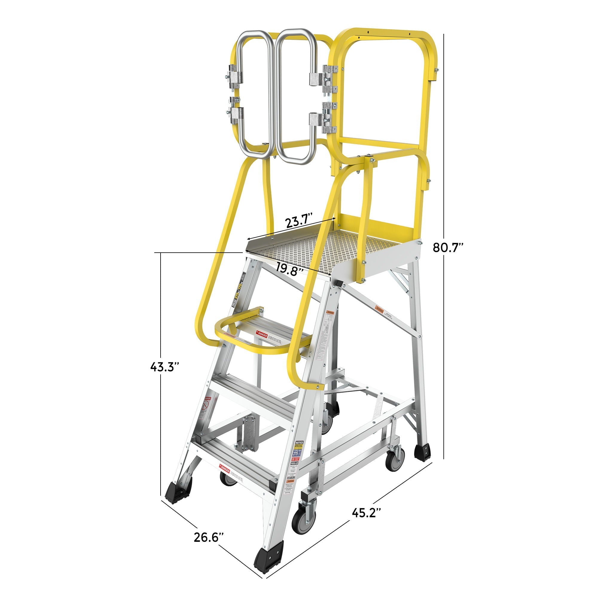 Heavy Duty Aluminum Rolling Platform Ladder with Steps