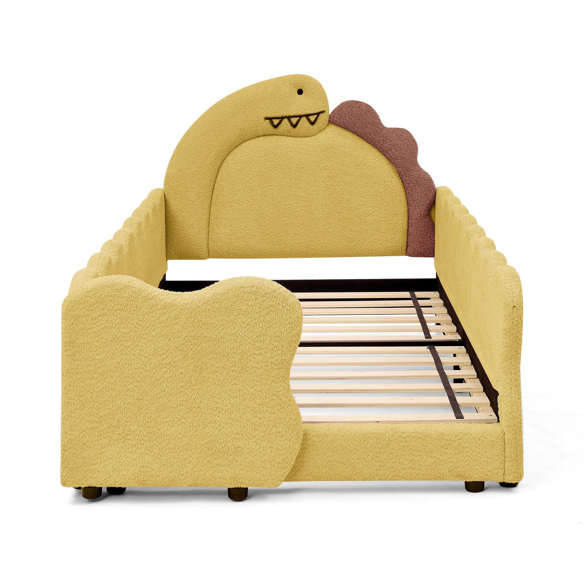 Twin Size Dinosaur-Shaped Kids Bed with Safety Guardrails