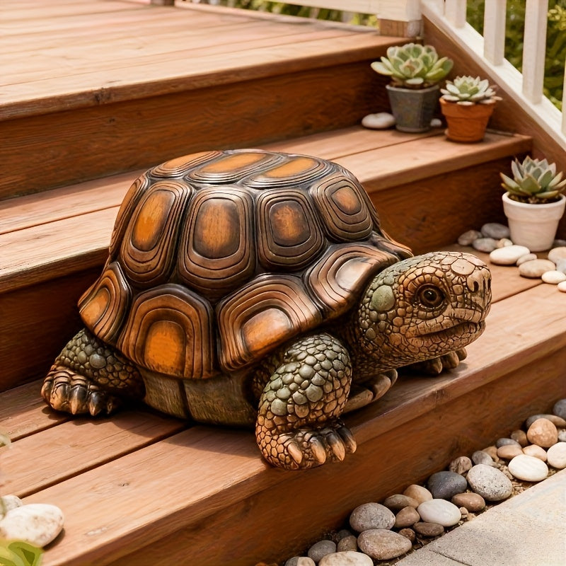 18" Garden Turtle Statue Stool - Multi-Purpose Decorative Resin Sculpture