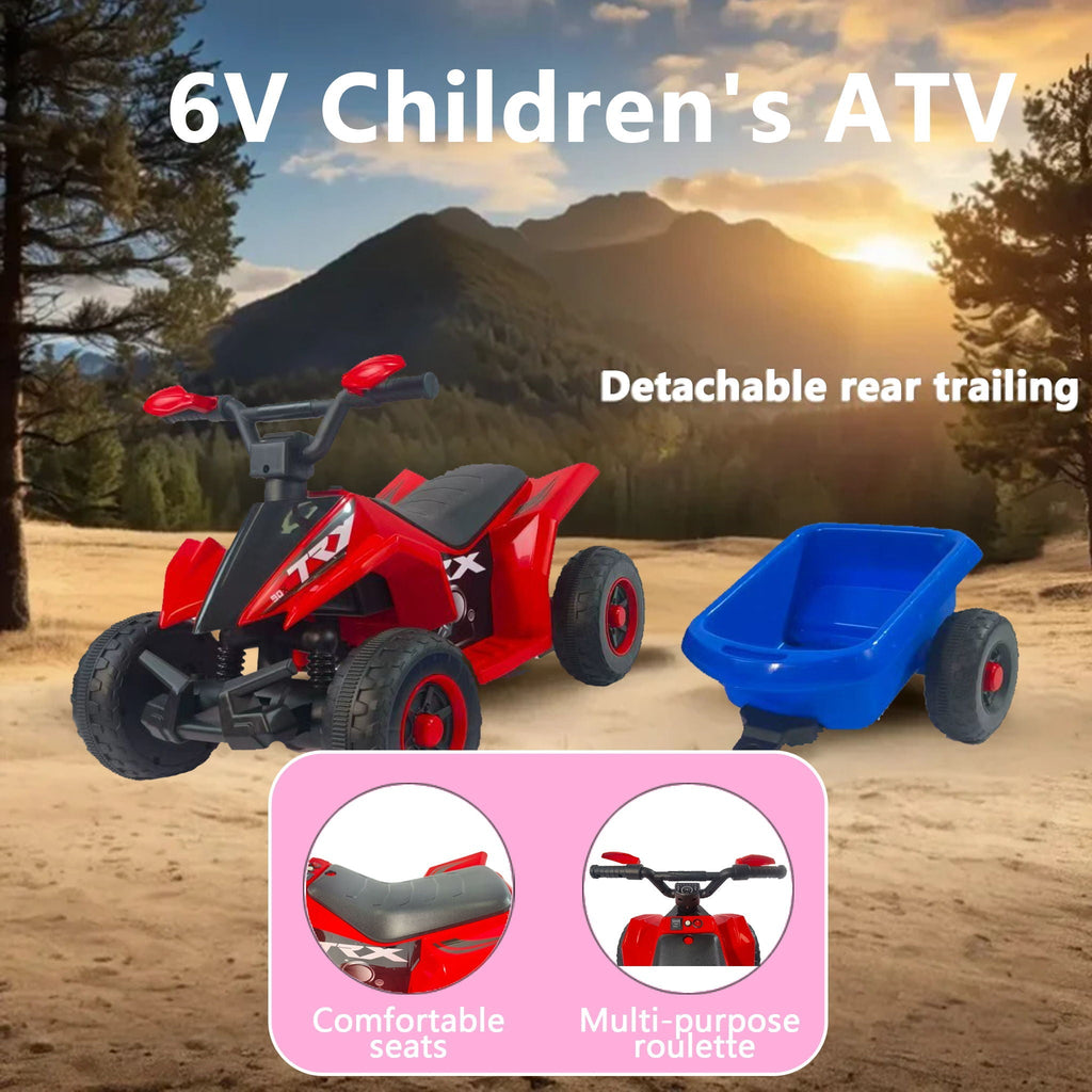 6V Kids Electric ATV With Headlights, MP3, USB & Volume Control