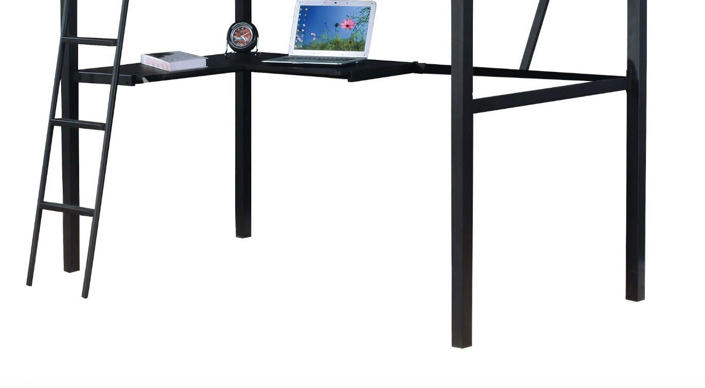 Senon Twin Loft Bed With Desk - Black / Silver