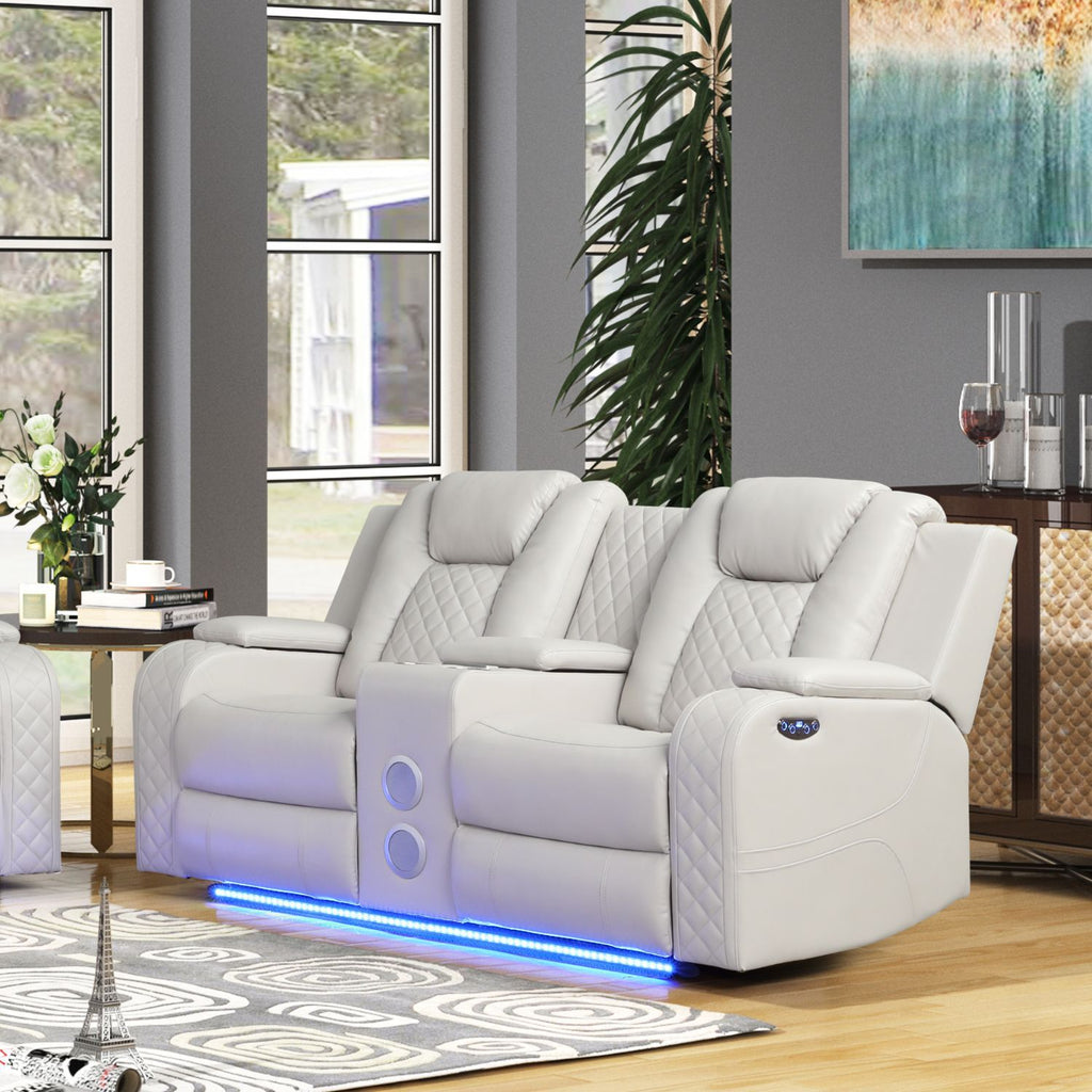 Benz - Power Reclining Loveseat & LED Lighting And Built In USB