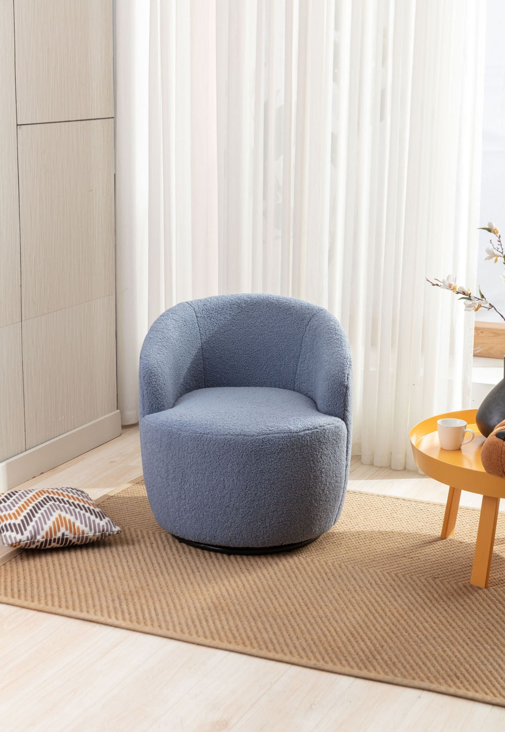 Teddy Fabric Swivel Accent Armchair Barrel Chair