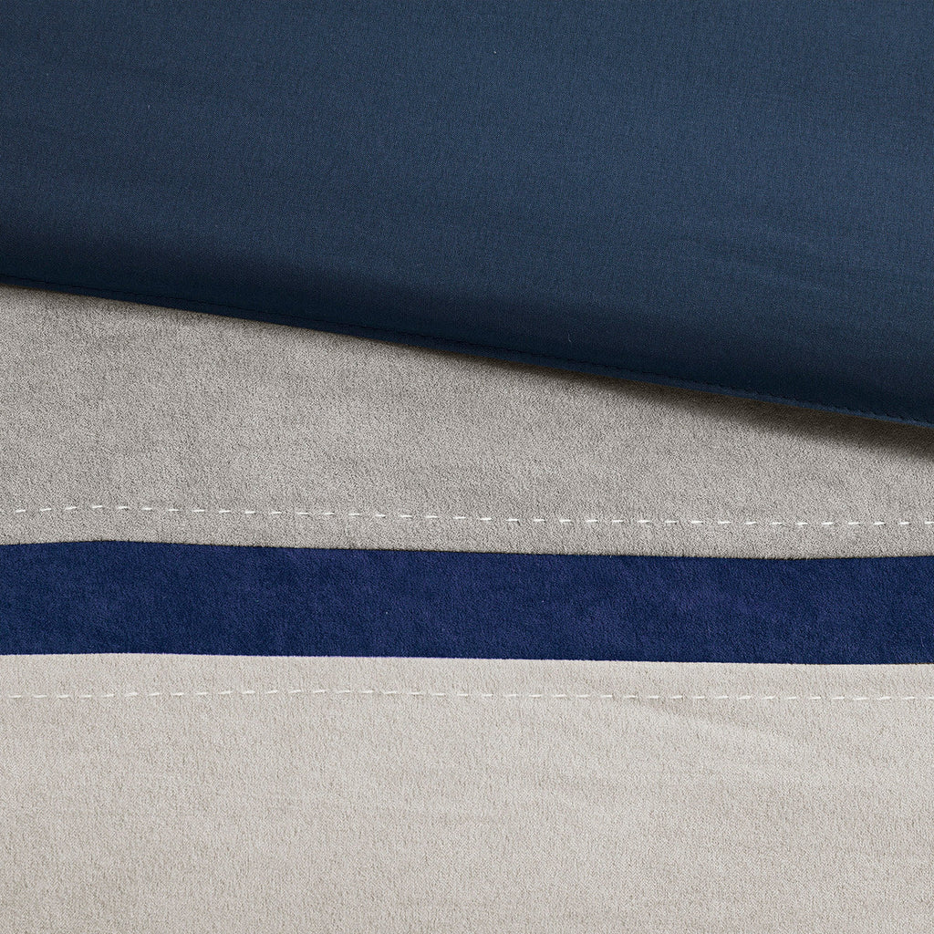 7 Piece Faux Suede Comforter Set Blue Queen