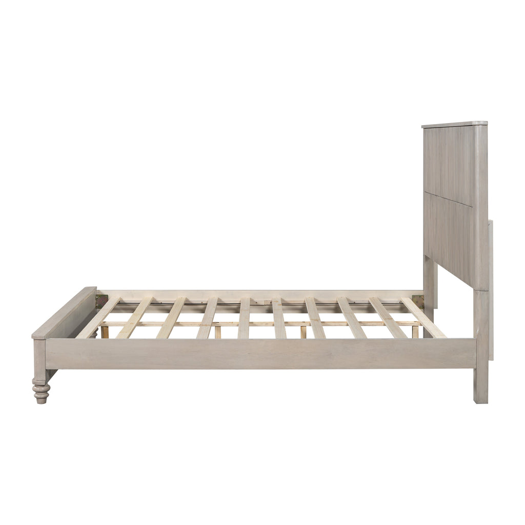 Solid Wood Queen Platform Bed Frame with Tall Headboard
