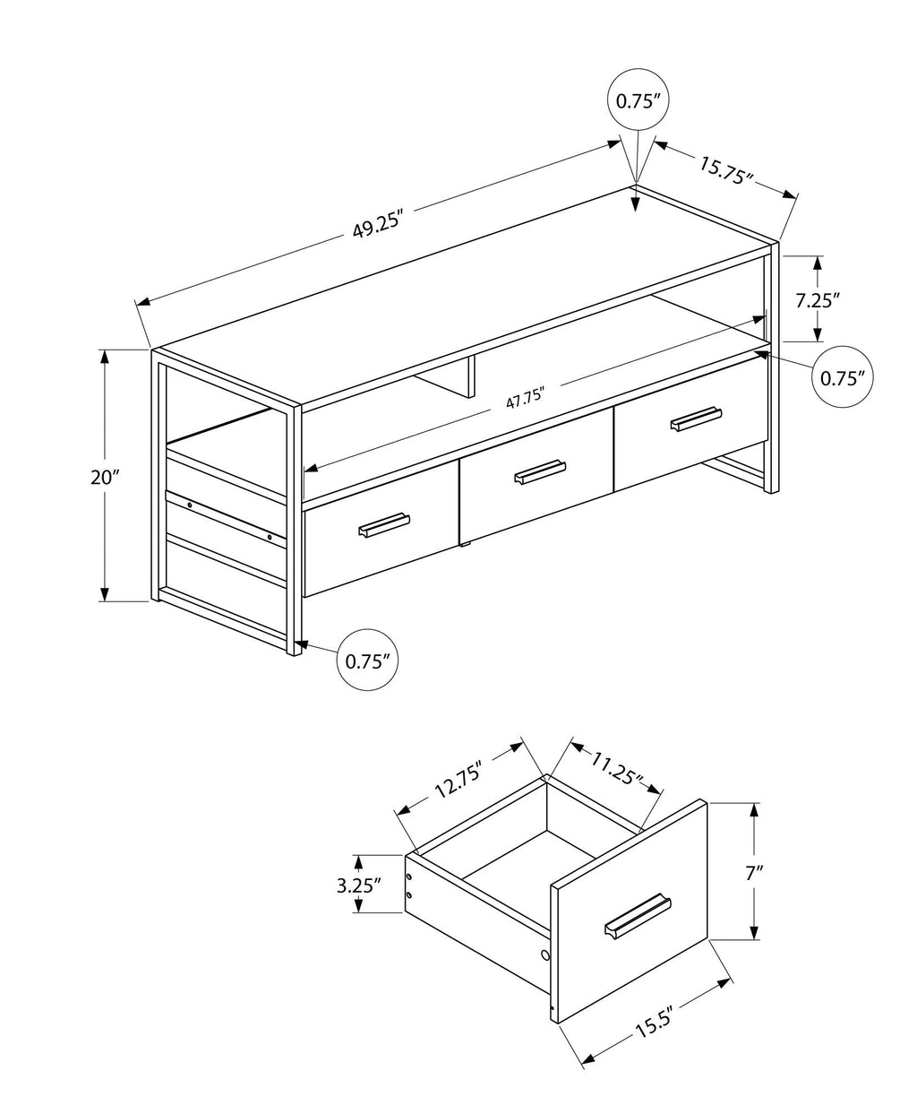 TV Stand Console Media Entertainment Center with Storage Drawers