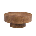 31.49" Burl Wood Veneer Round Coffee Table