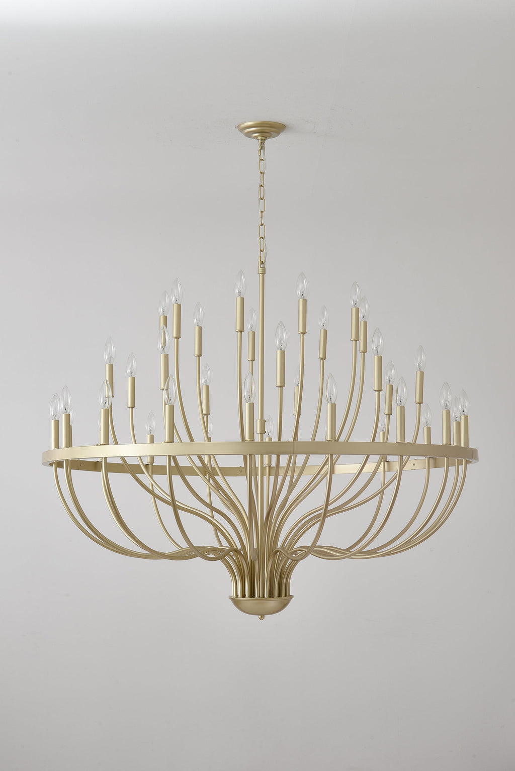36-Light Gold Industrial Iron Candle Chandelier