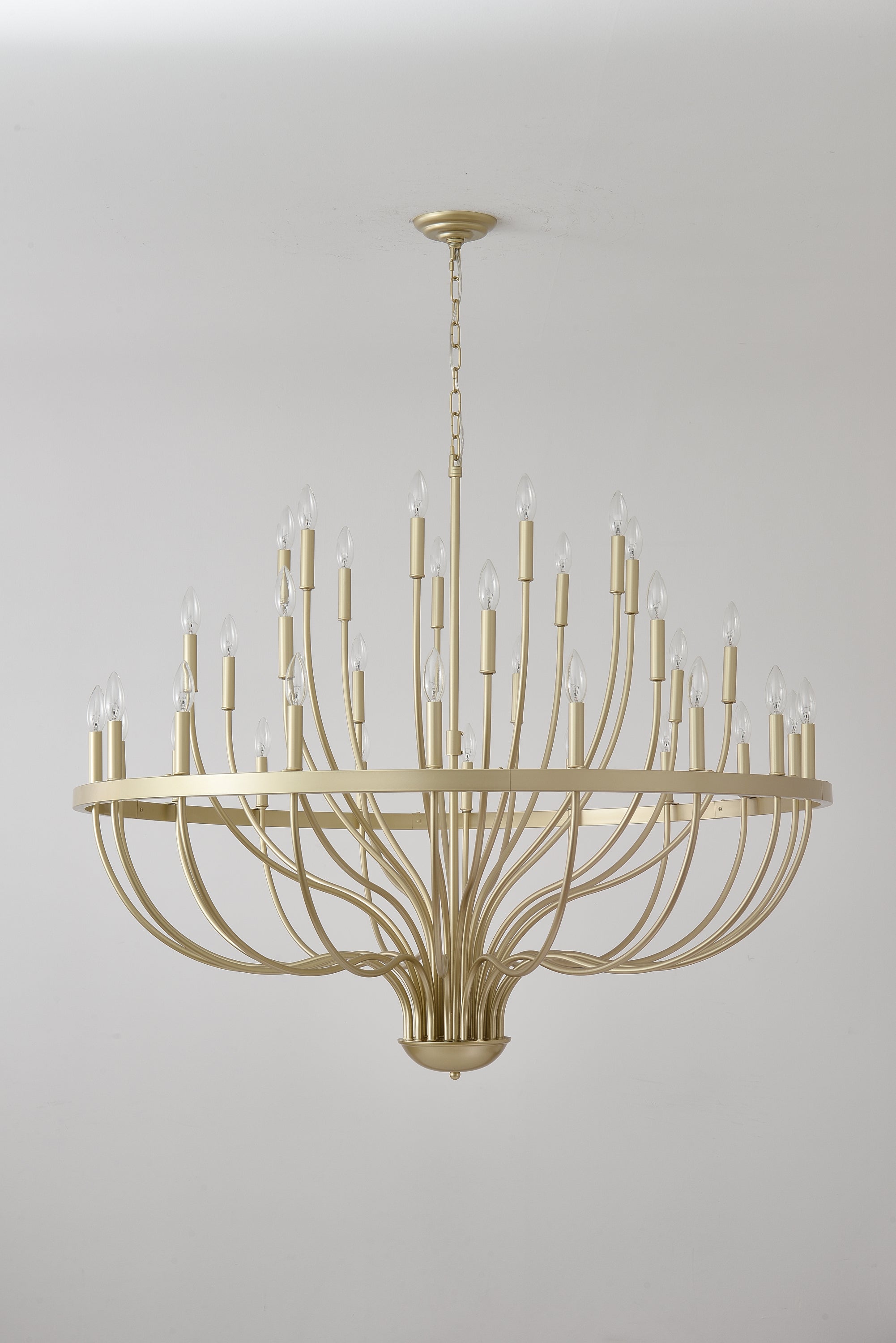 36-Light Gold Industrial Iron Candle Chandelier