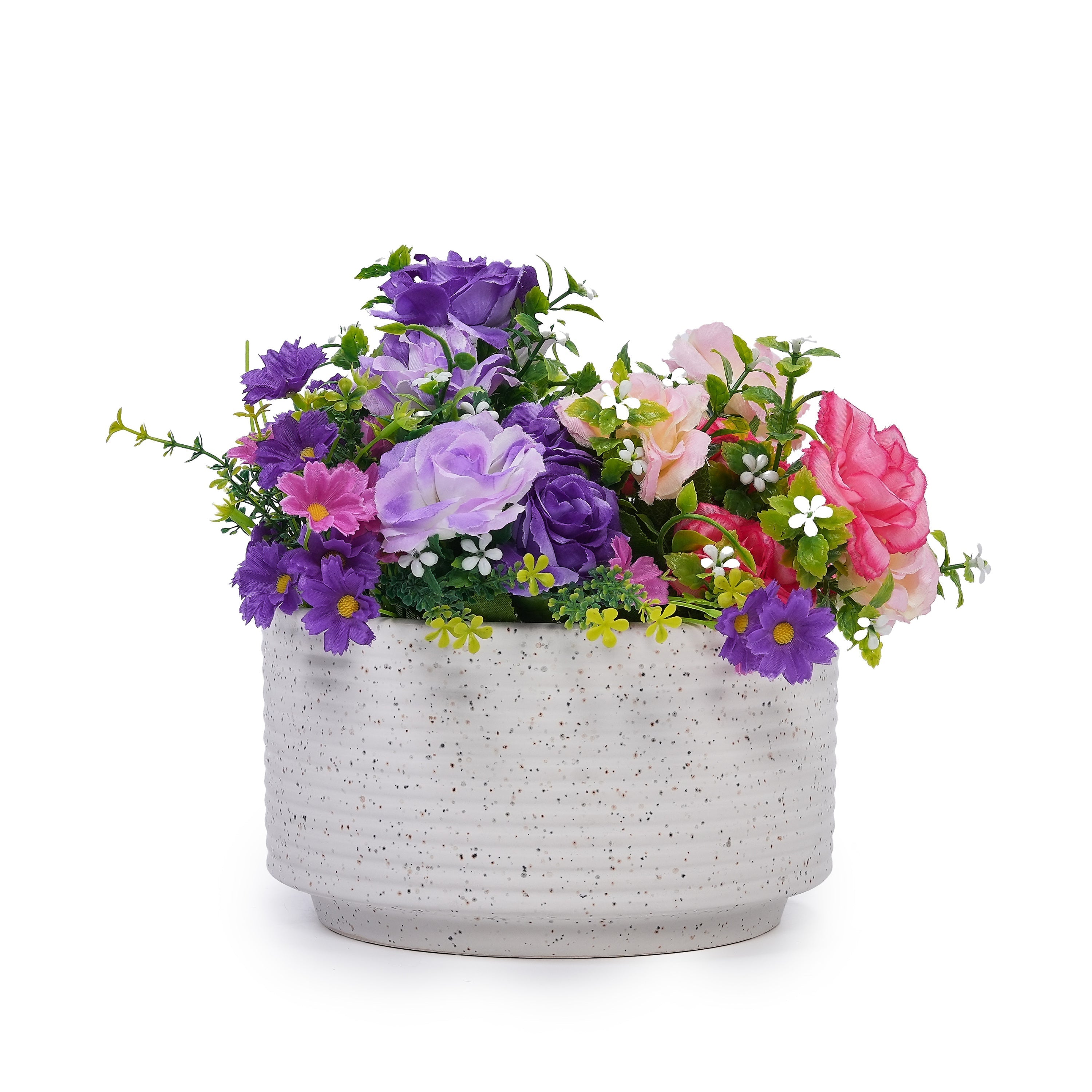 2 Pieces Ceramic Flowerpot Set, Milk White