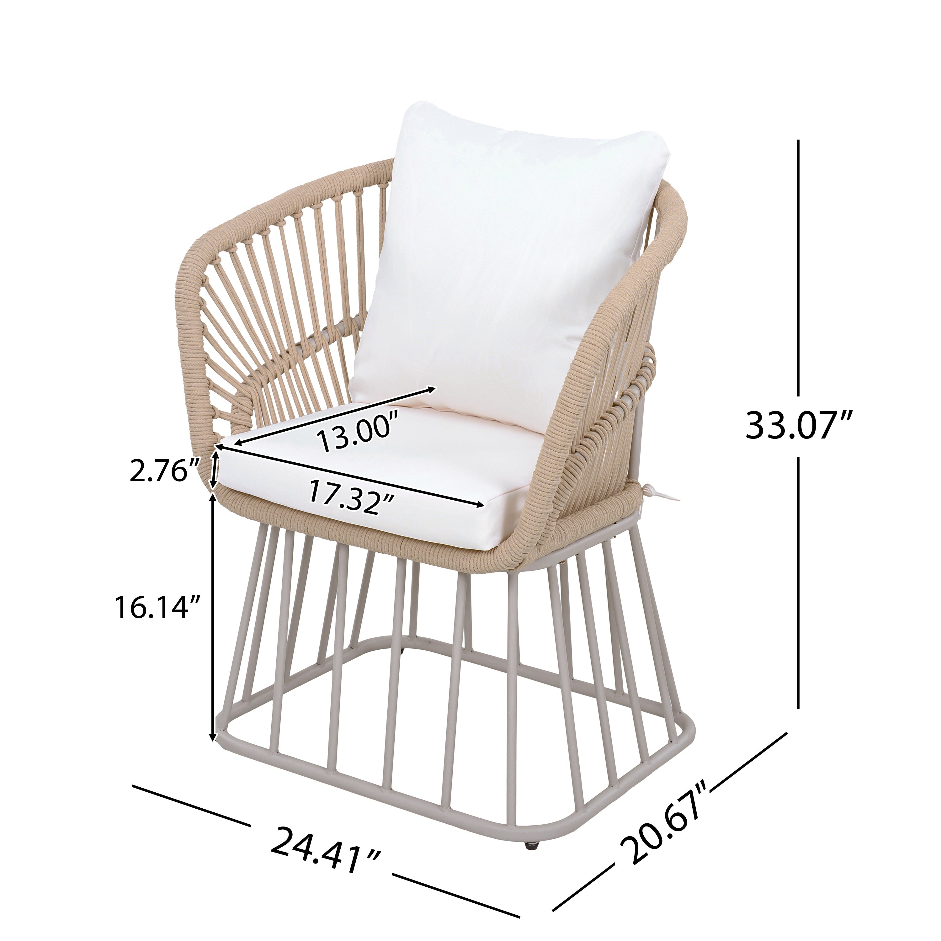 Outdoor 7-Piece Dining Set - Rectangular Teak Wood Table + 6 Wicker Chairs with Cushions