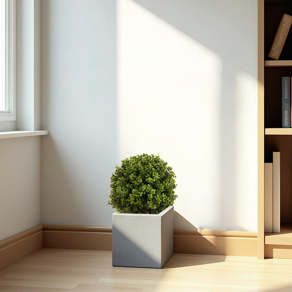 22in Boxwood Ball Shaped Artificial Topiary Shrubs Tree in Pot - Set of 2
