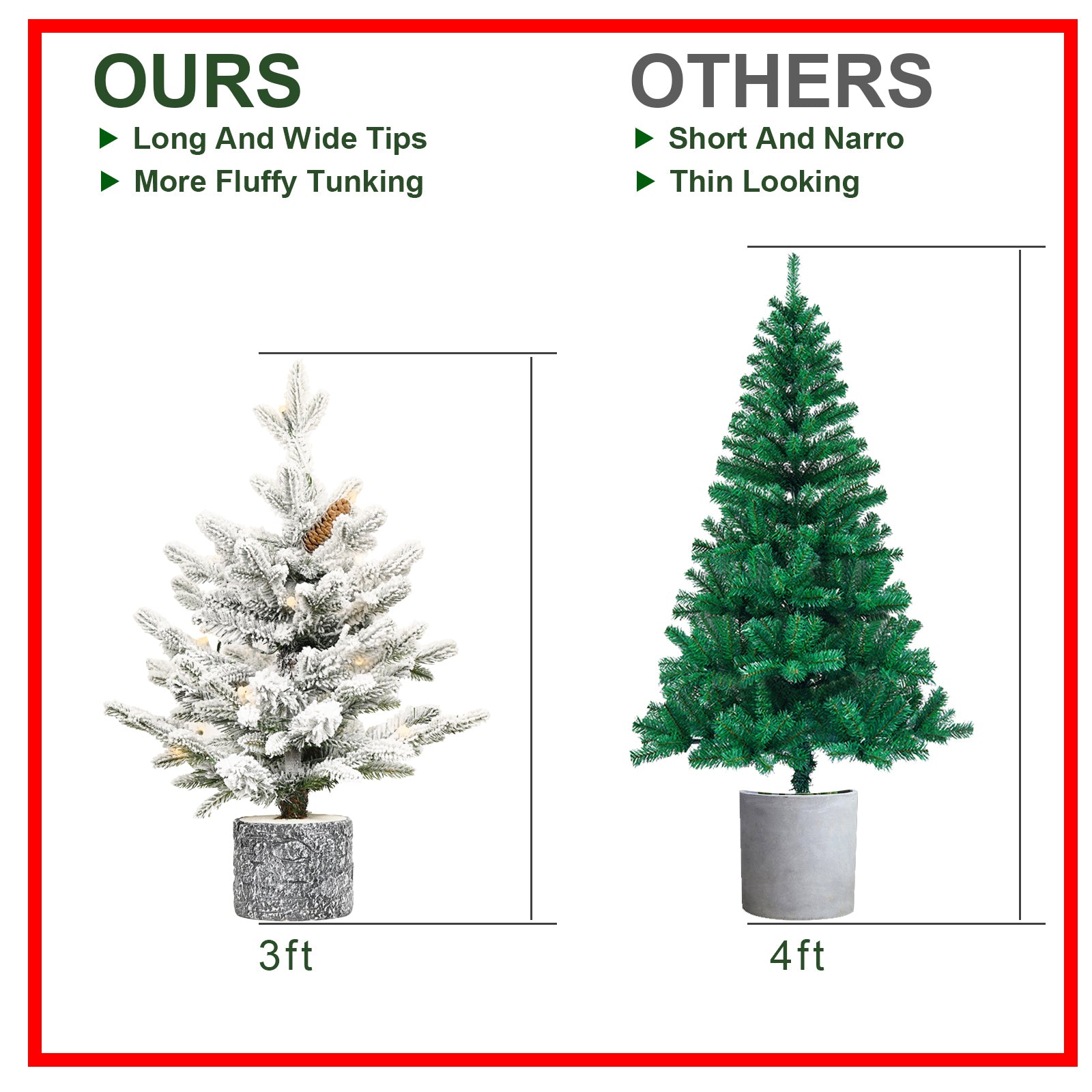 2FT Flocked Christmas Tree with Pot Base