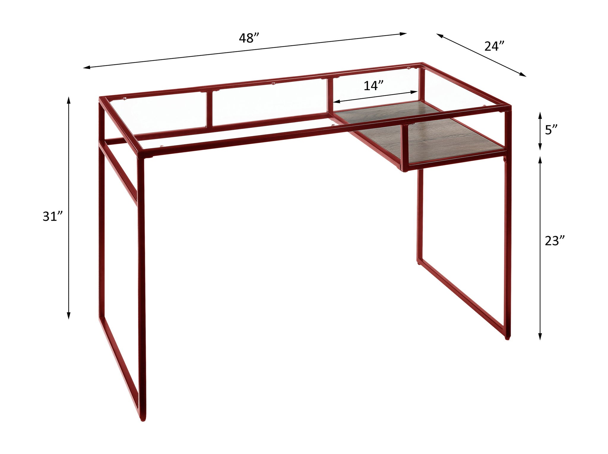 Yasin Glass Top Writing Desk