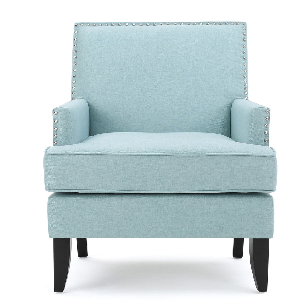 Serenada Upholstered Fabric Club Chair With Nailhead Trim And Tapered Birch Legs