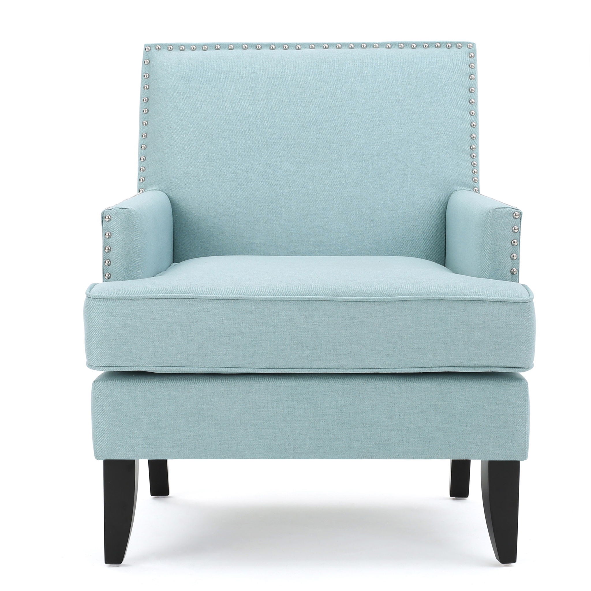 Serenada Upholstered Fabric Club Chair With Nailhead Trim And Tapered Birch Legs