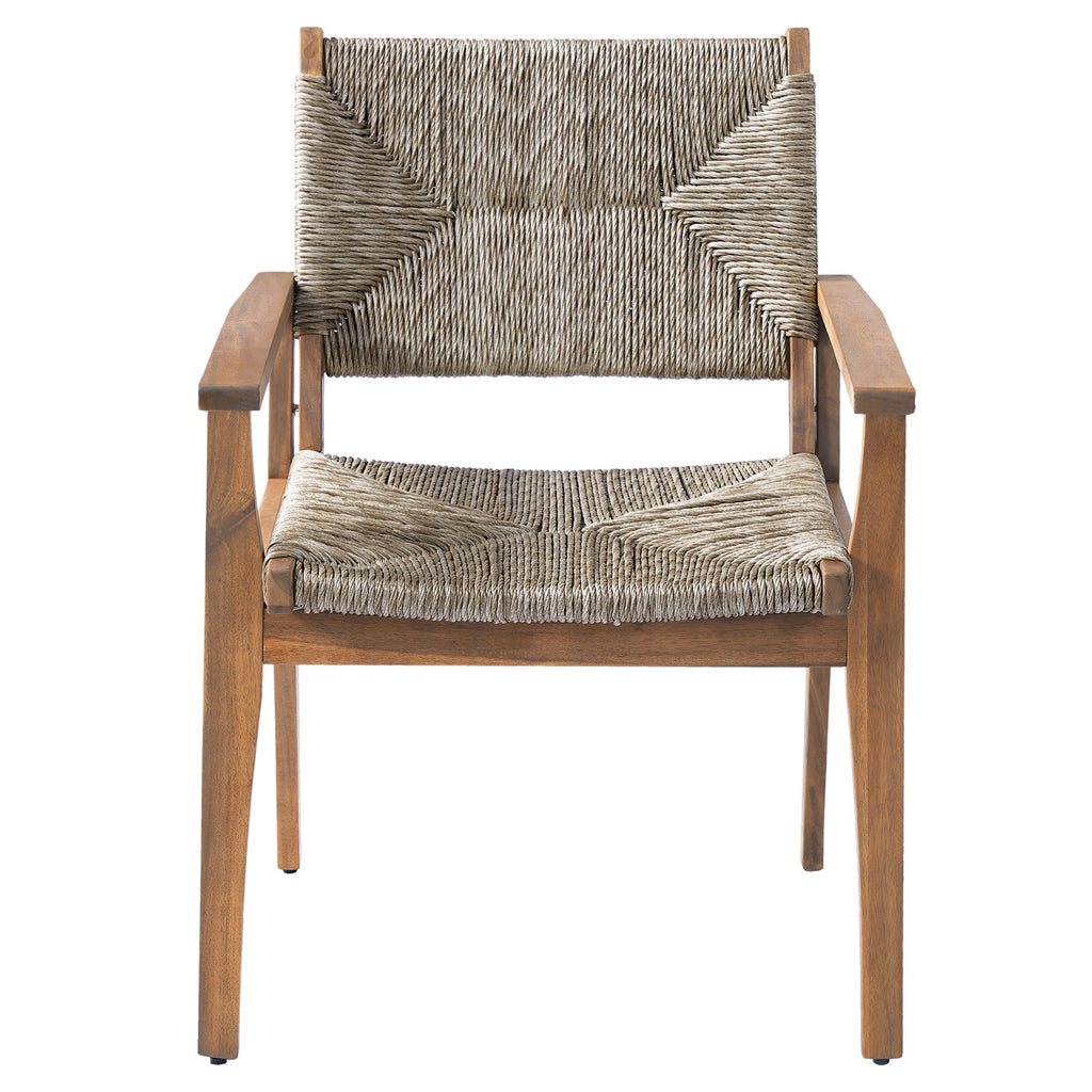 Durable Outdoor Dining Chair Set with Acacia Wood Frame and Wicker Seat