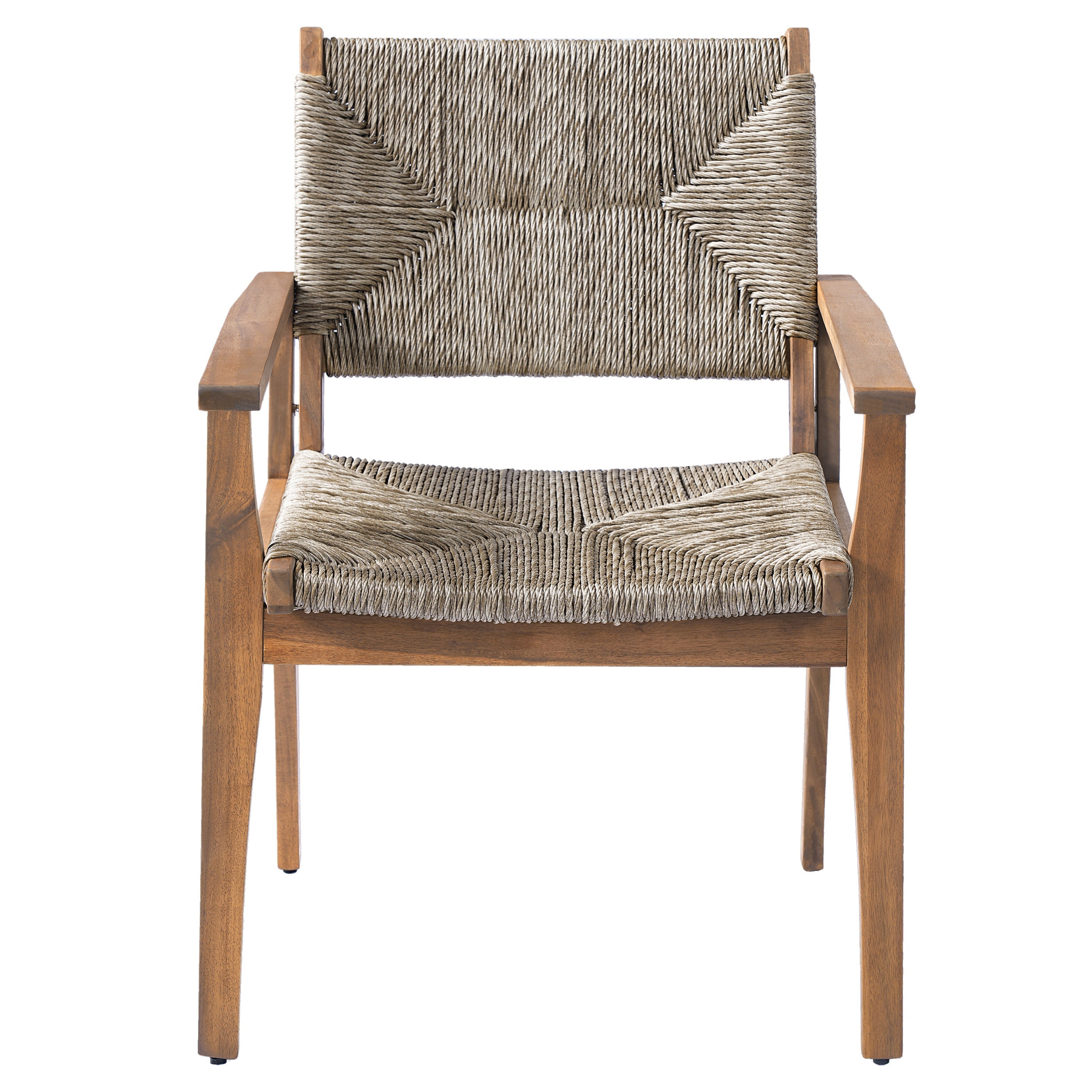 Durable Outdoor Dining Chair Set with Acacia Wood Frame and Wicker Seat