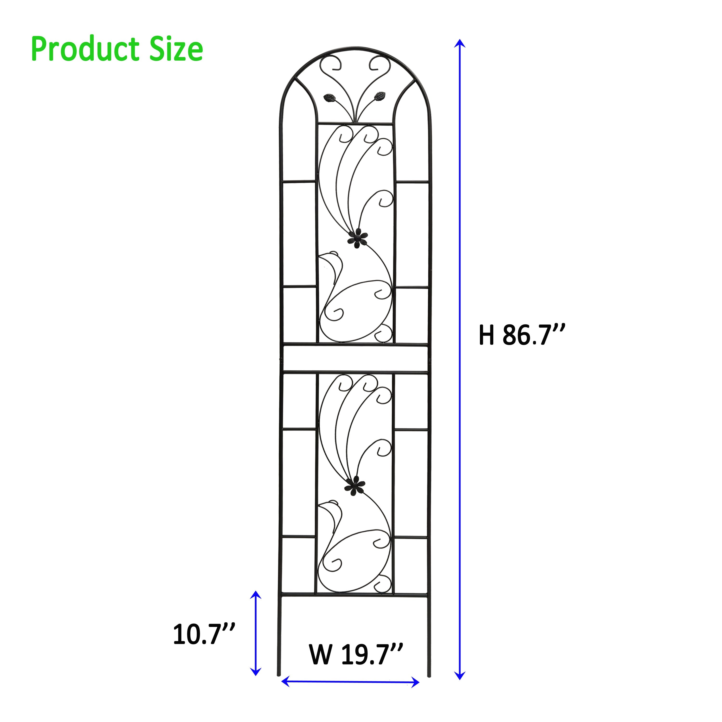 4 Pack Metal Garden Trellis 86.7'' x 19.7'' Rustproof Black