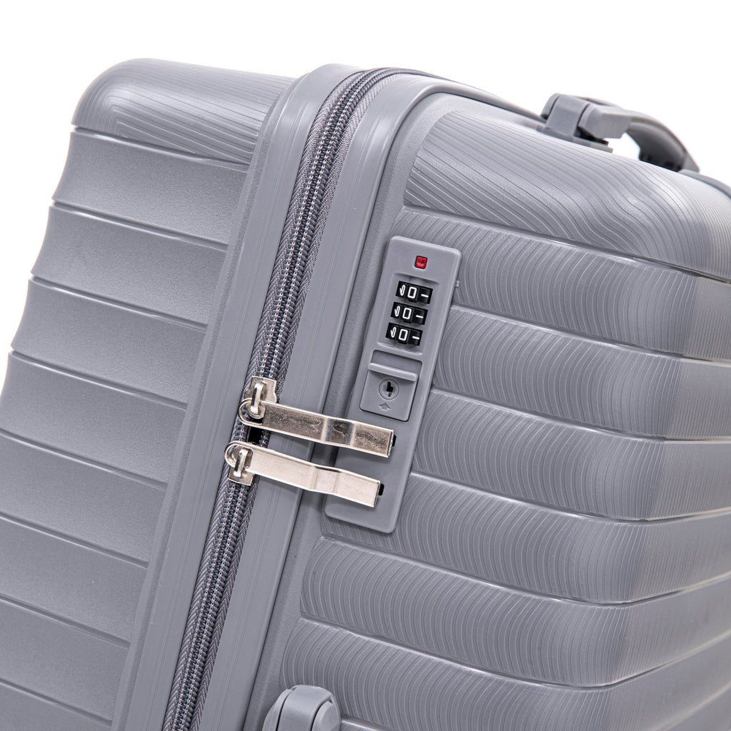 4-Piece PP Spinner Wheel Luggage Set with Cosmetic Case, Light Gray