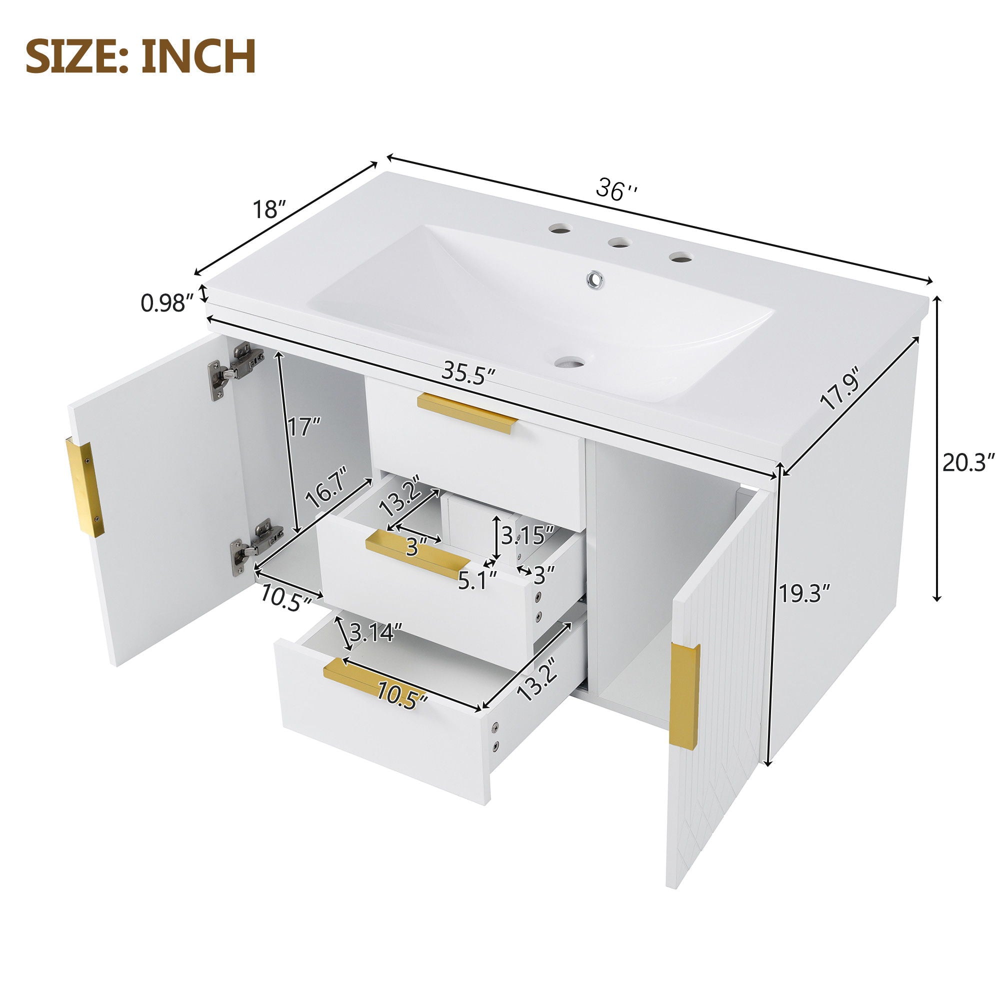 Wall Mounted Bathroom Vanity With Sink and Floating Storage Cabinet