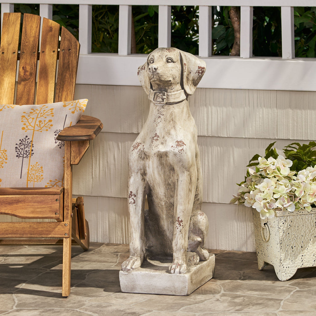 MGO Outdoor Dog Statue, Antique White