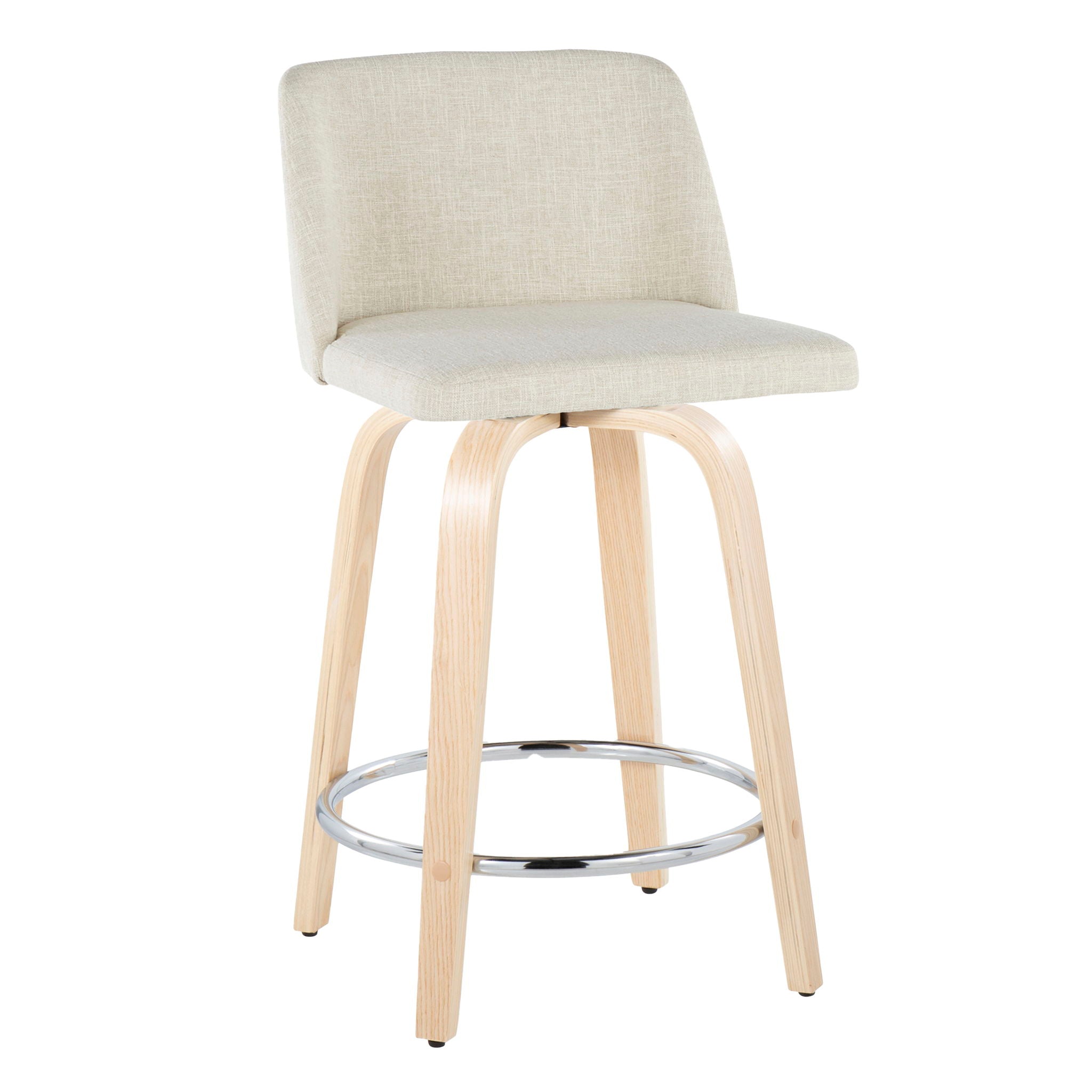 Toriano - Contemporary Fixed Height Counter Stool Swivel With Round Footrest (Set of 2)