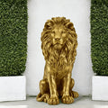 24" Lion Statue, Resin Outdoor Guardian Sculpture