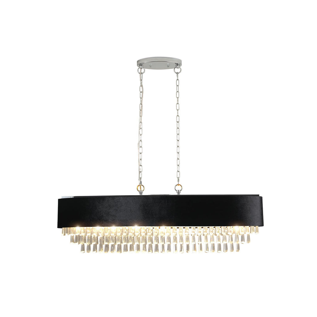 39' Modern Crystal Chandelier with Black Imitation Velvet Shade