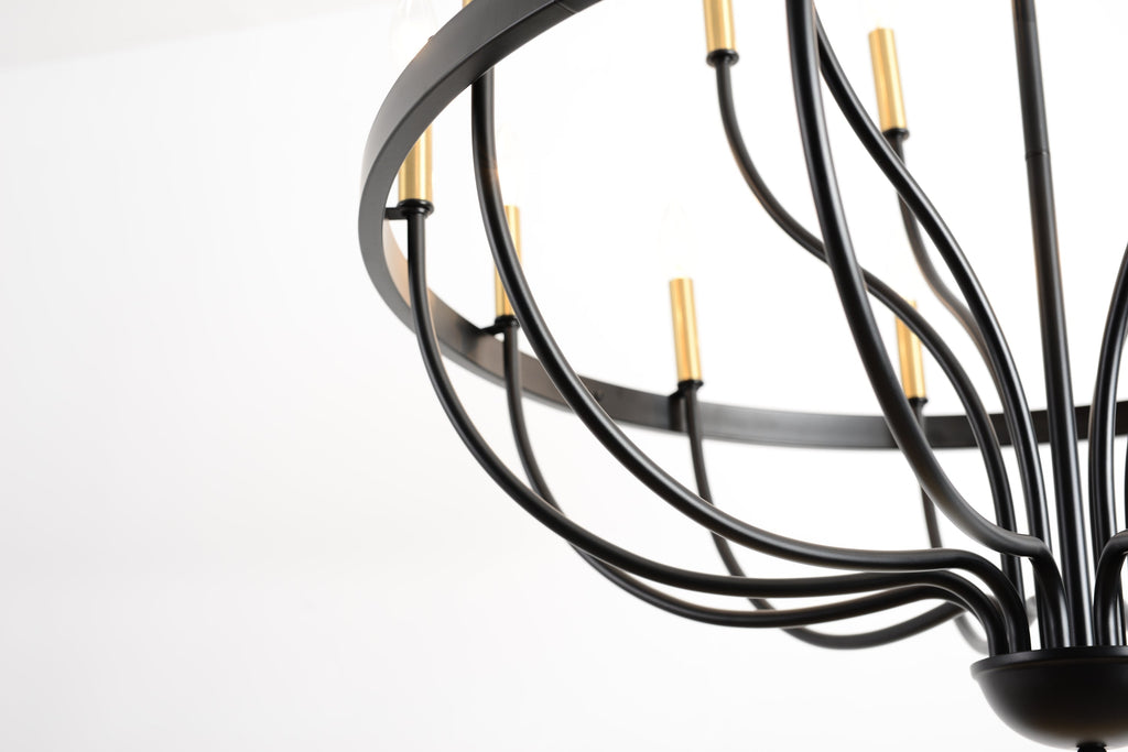 15-Light Industrial Iron Candle Chandelier Modern Farmhouse Pendant Light