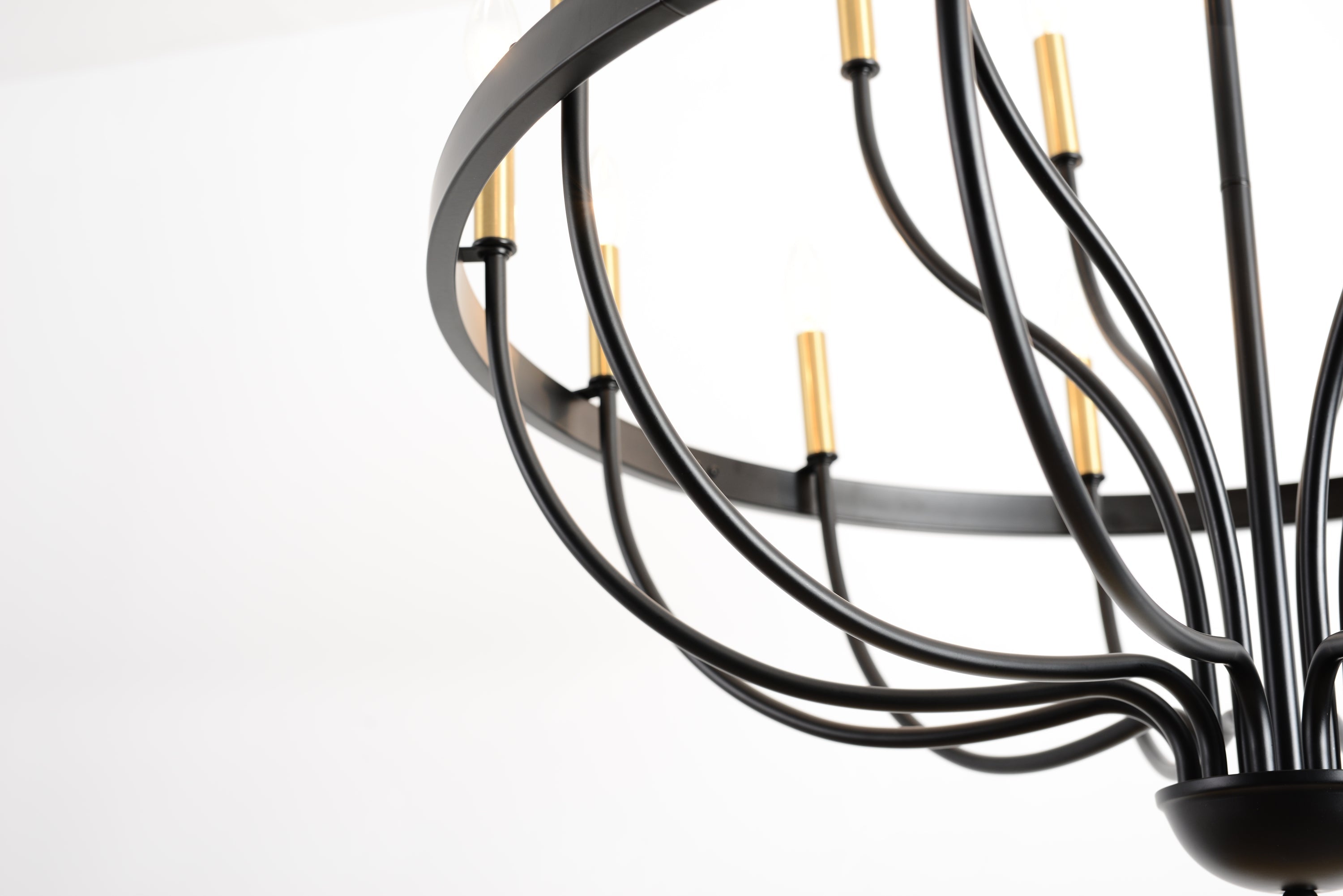 15-Light Industrial Iron Candle Chandelier Modern Farmhouse Pendant Light