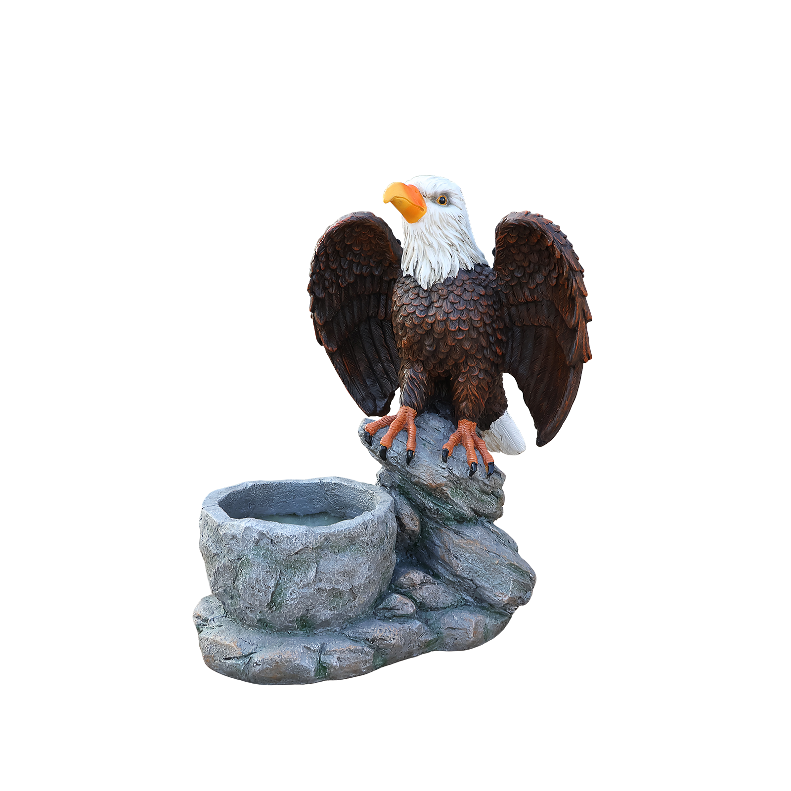 Standing Eagle Statue Garden Planter on Faux Stone Base