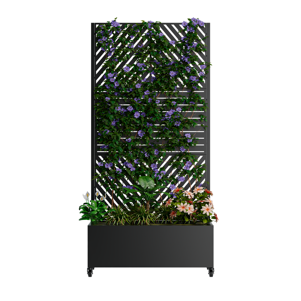Metal Planter Box with Trellis, 73'x35'x16 Raised Garden Bed