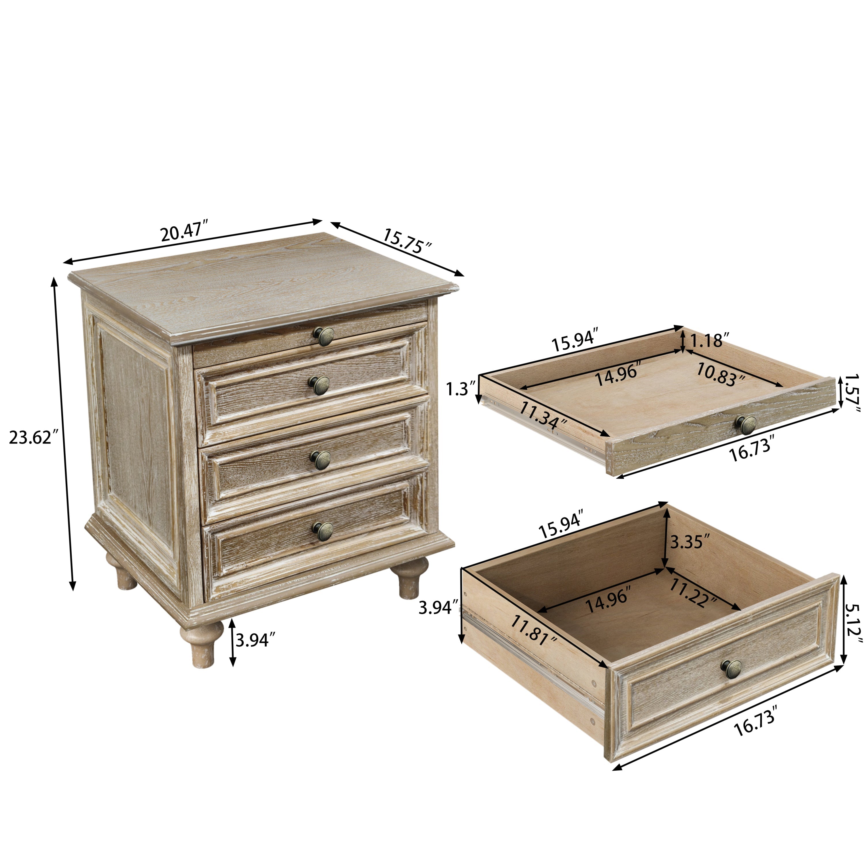 Farmhouse Nightstands with 4 Drawers and Pull-Out Shelf