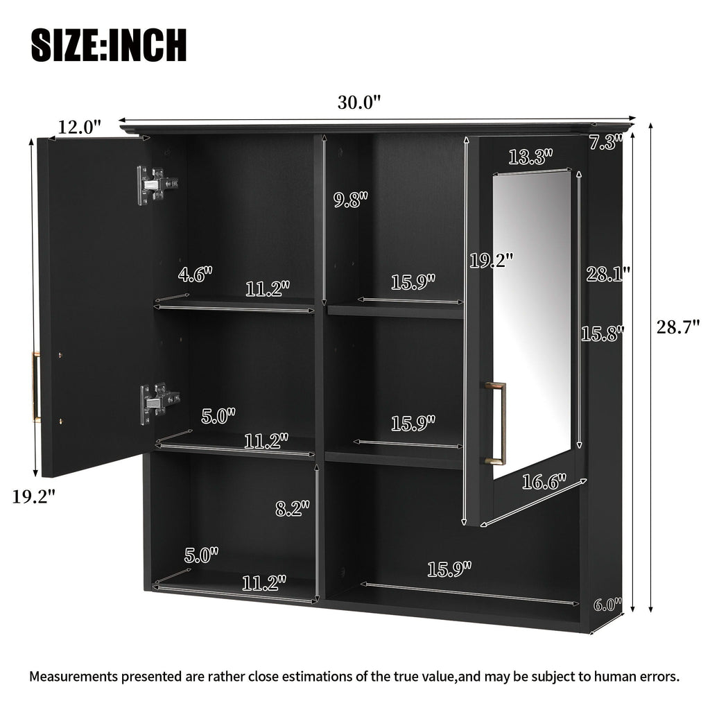 2 In 1 Wall-Mounted Mirror Cabinet With Adjustable Shelves