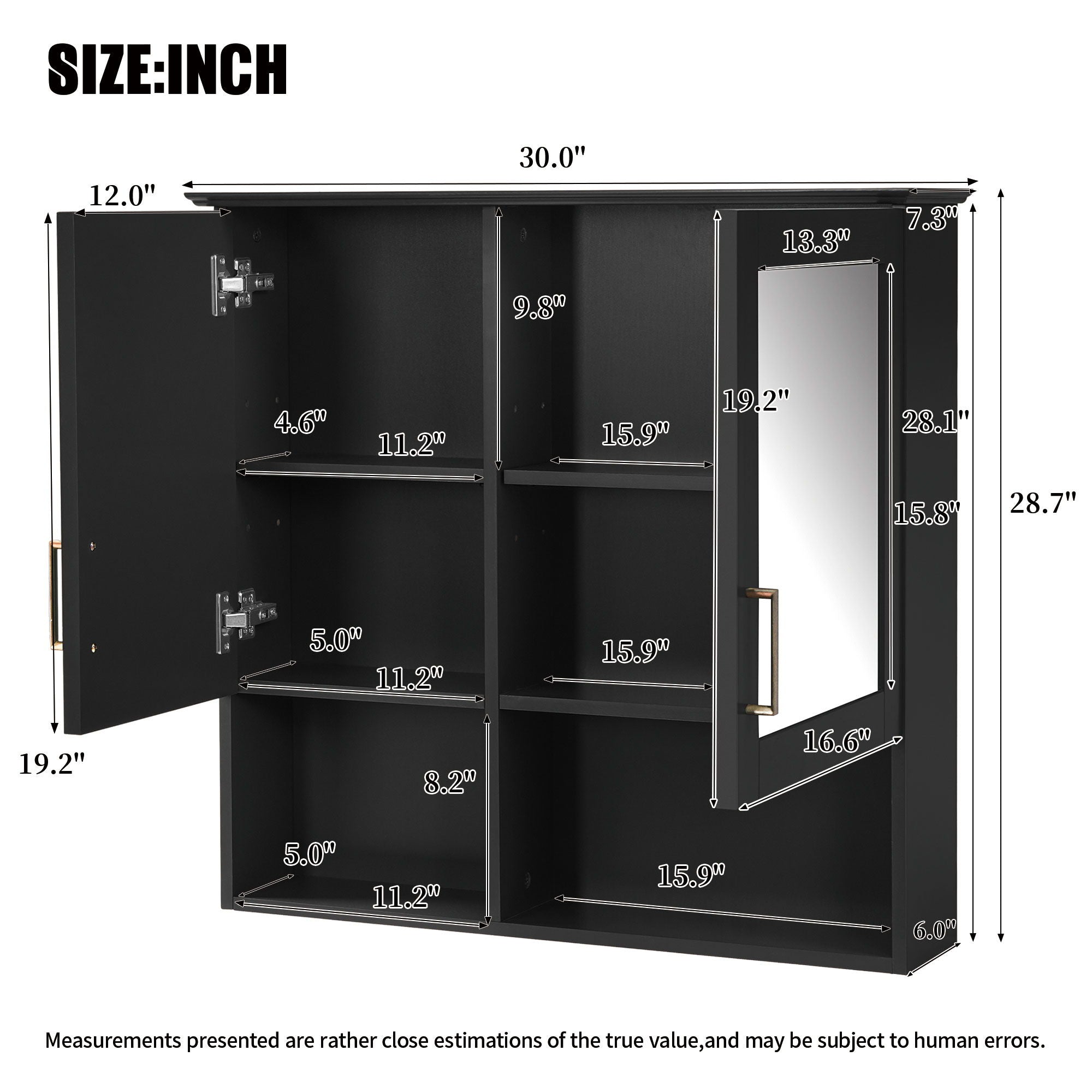 2 In 1 Wall-Mounted Mirror Cabinet With Adjustable Shelves
