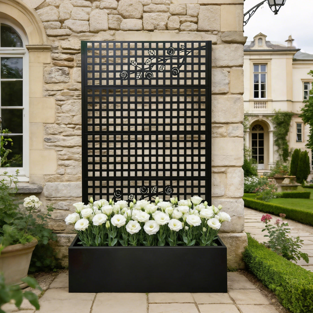 Metal Planter Box with Trellis 70.9in H x 43.3in W x 15.8in D