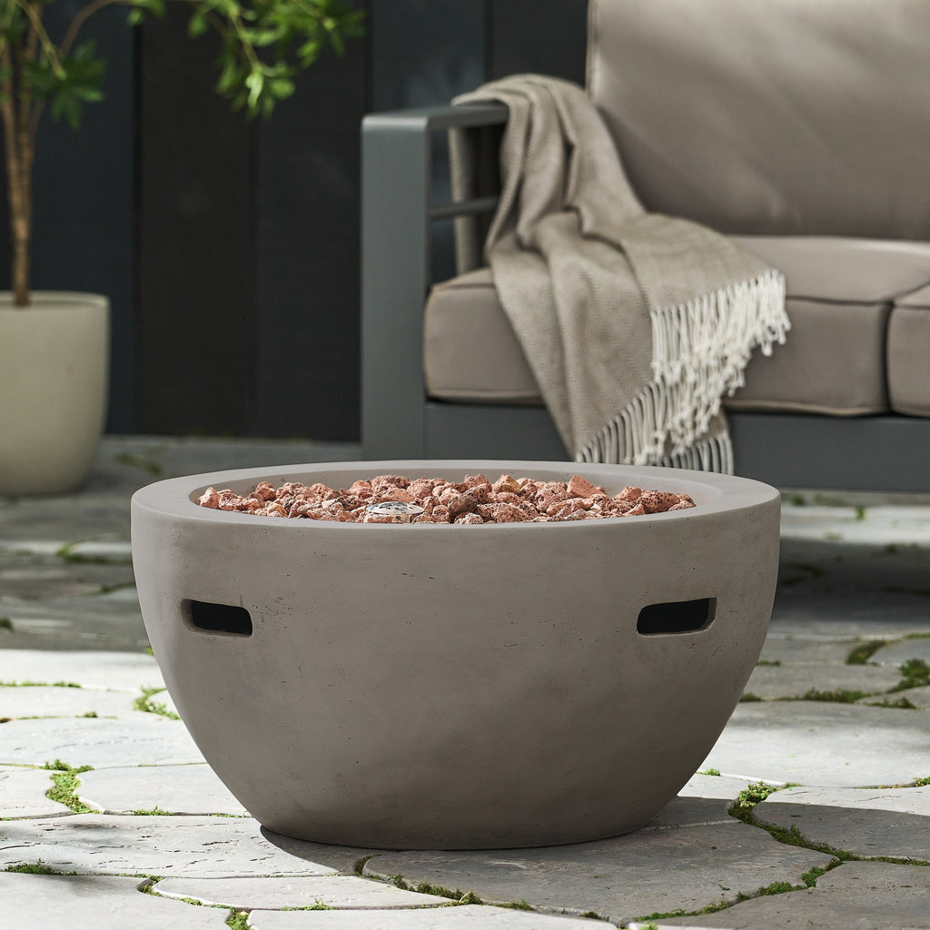 27' Bowl Shaped MGO 40,000 BTU Propane Fire Pit, Light Grey (Tank Cover not Included)