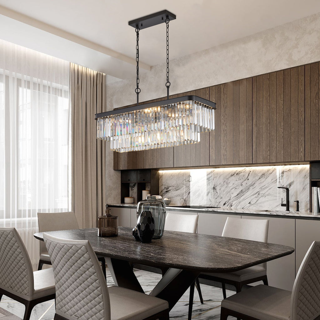 Rectangular Crystal Chandelier Adjustable