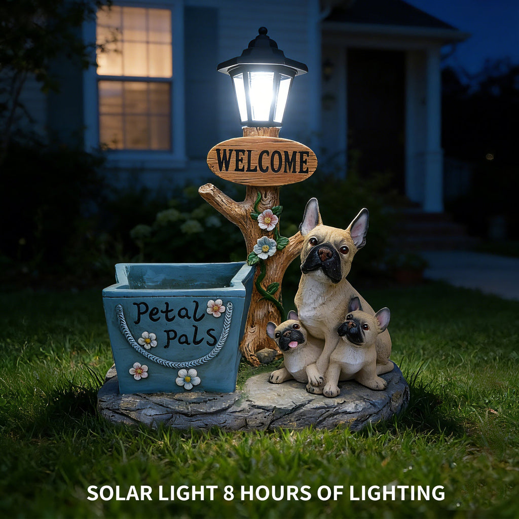 French Bulldog Family Planter Statue