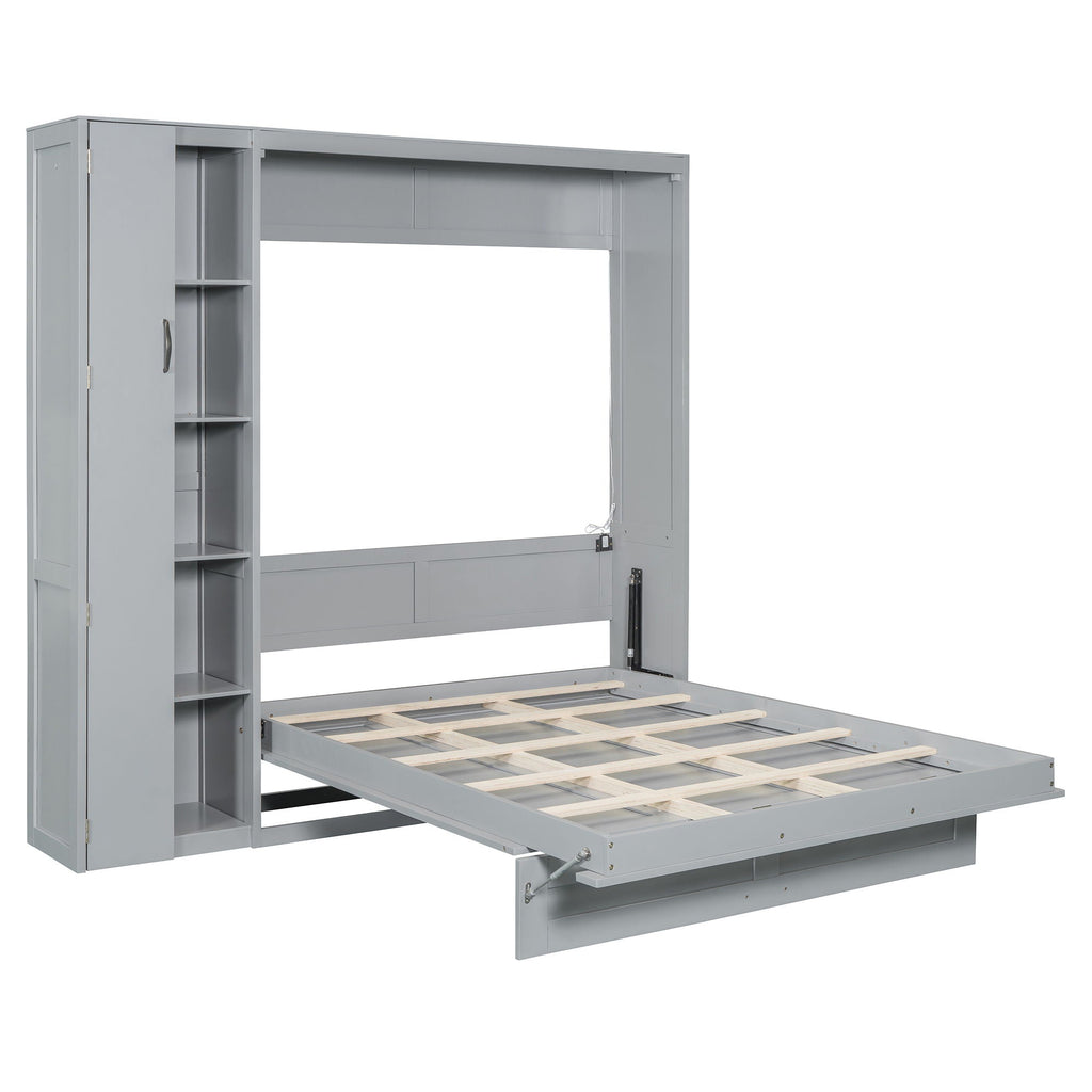 Murphy Wall Bed With Shelves, Wardrobe And LED Lights