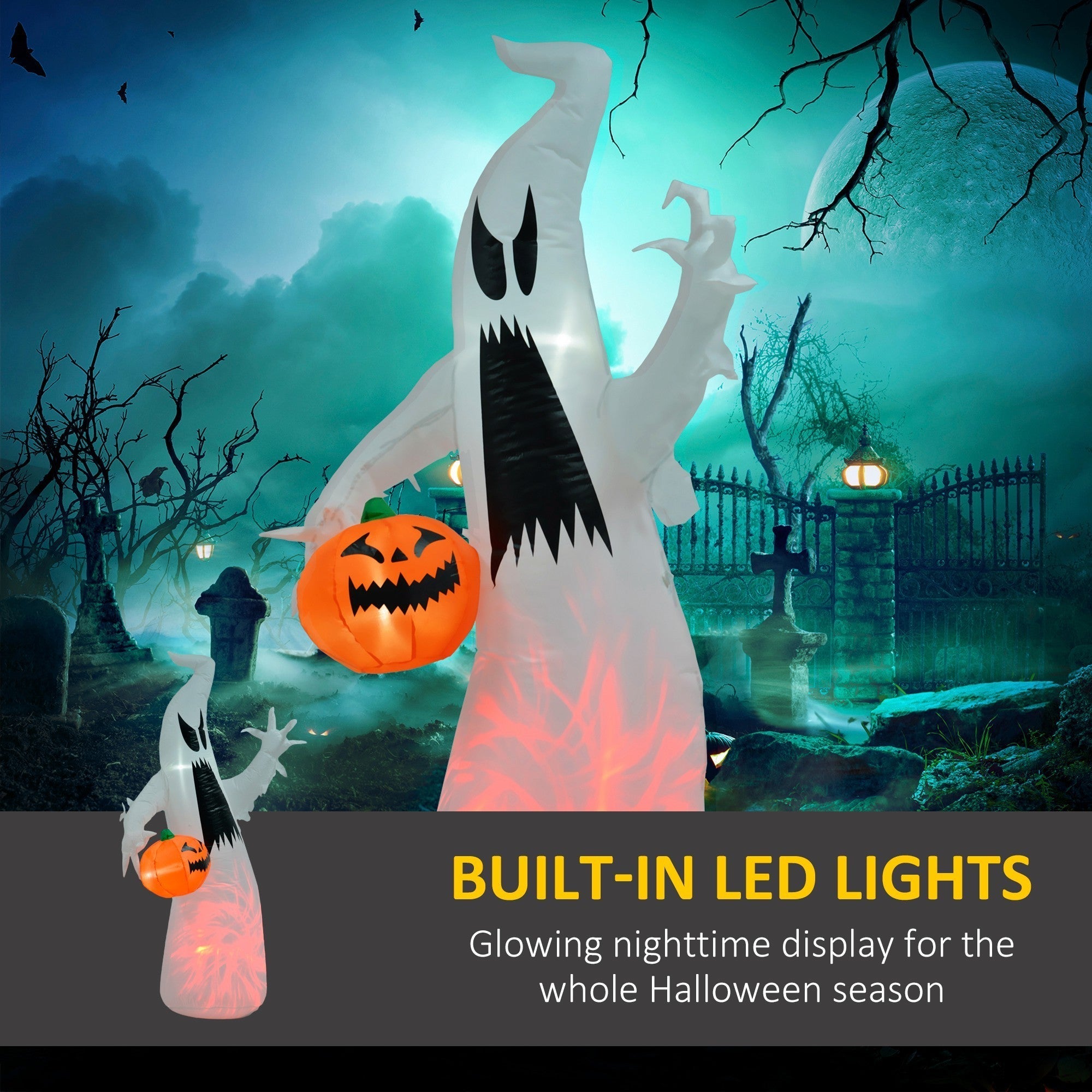 5.9' Towering LED-Lit Inflatable Ghost