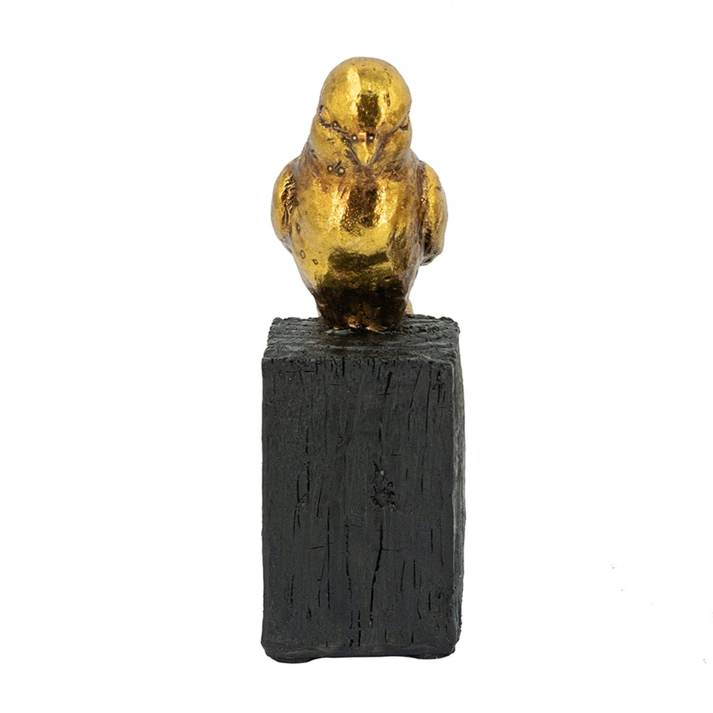 Gold Resin Songbird Sculpture on Black Faux Branch