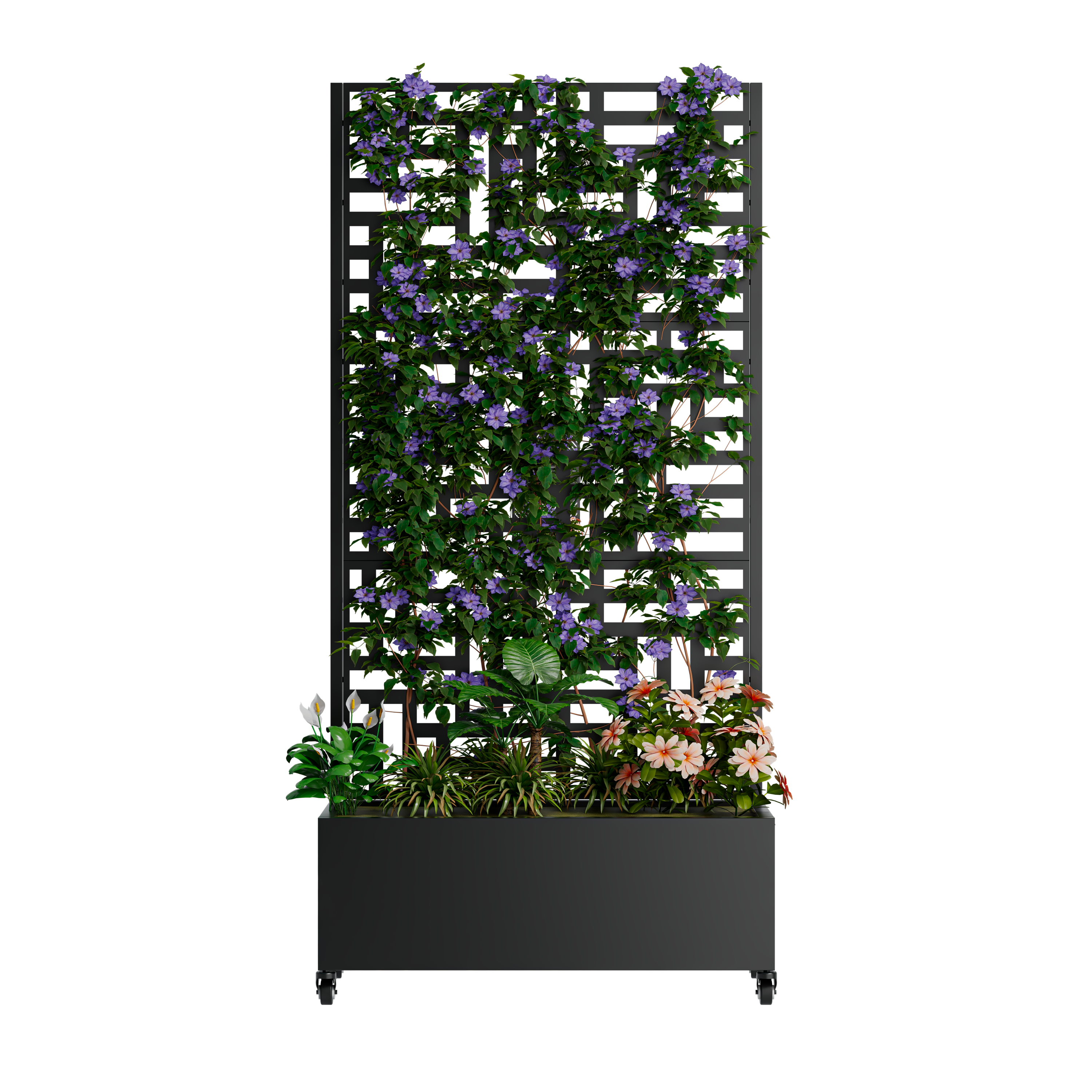 Metal Planter Box with Trellis, 73"x35"x16" Raised Garden Bed