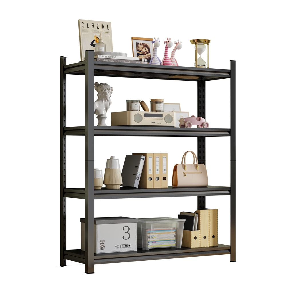 4-Tier Height-Adjustable Storage Rack, Vertical Organizer, Assembly Required - Black