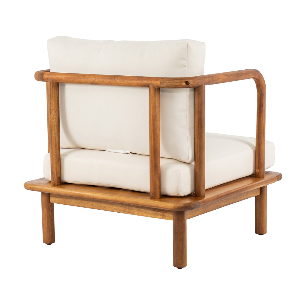 Canape Acacia Club Chair with Cream Cushion Set of 2