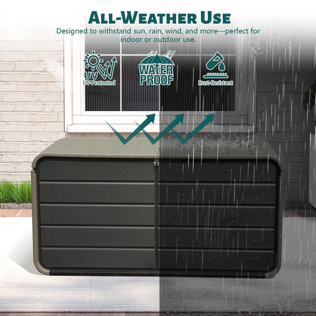 200 Gallon Plastic Deck Box with Lock and Waterproof Lid
