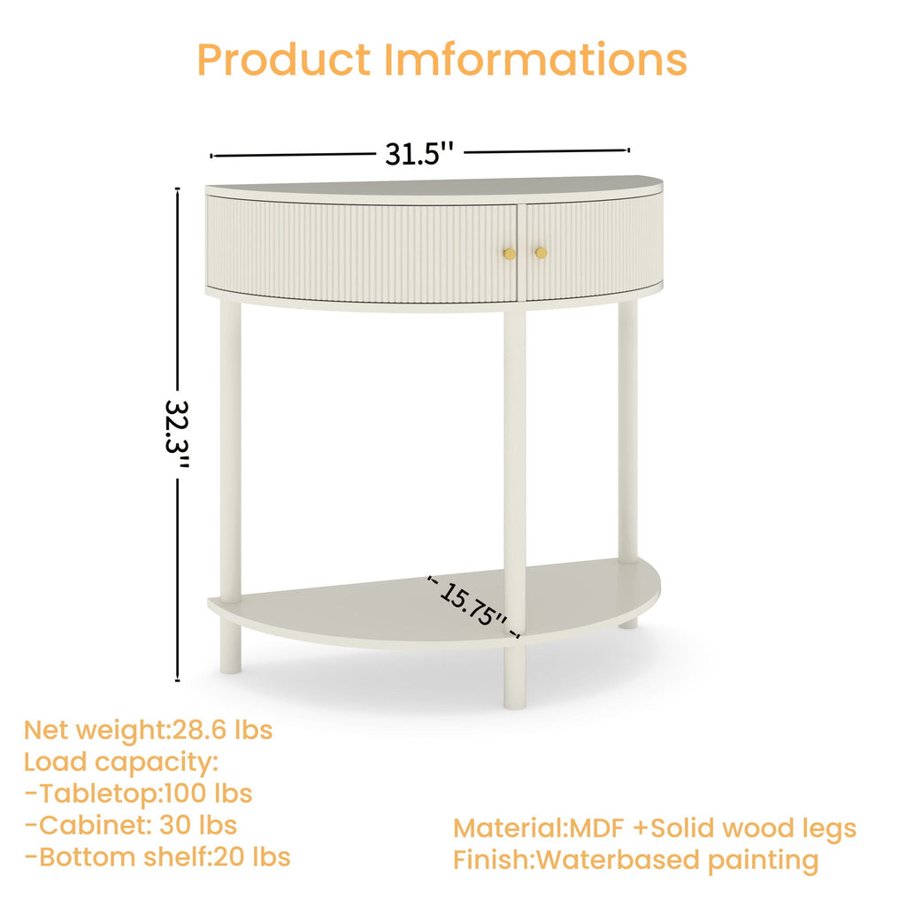 Demi Lune Console Table With 2 Storage Drawers