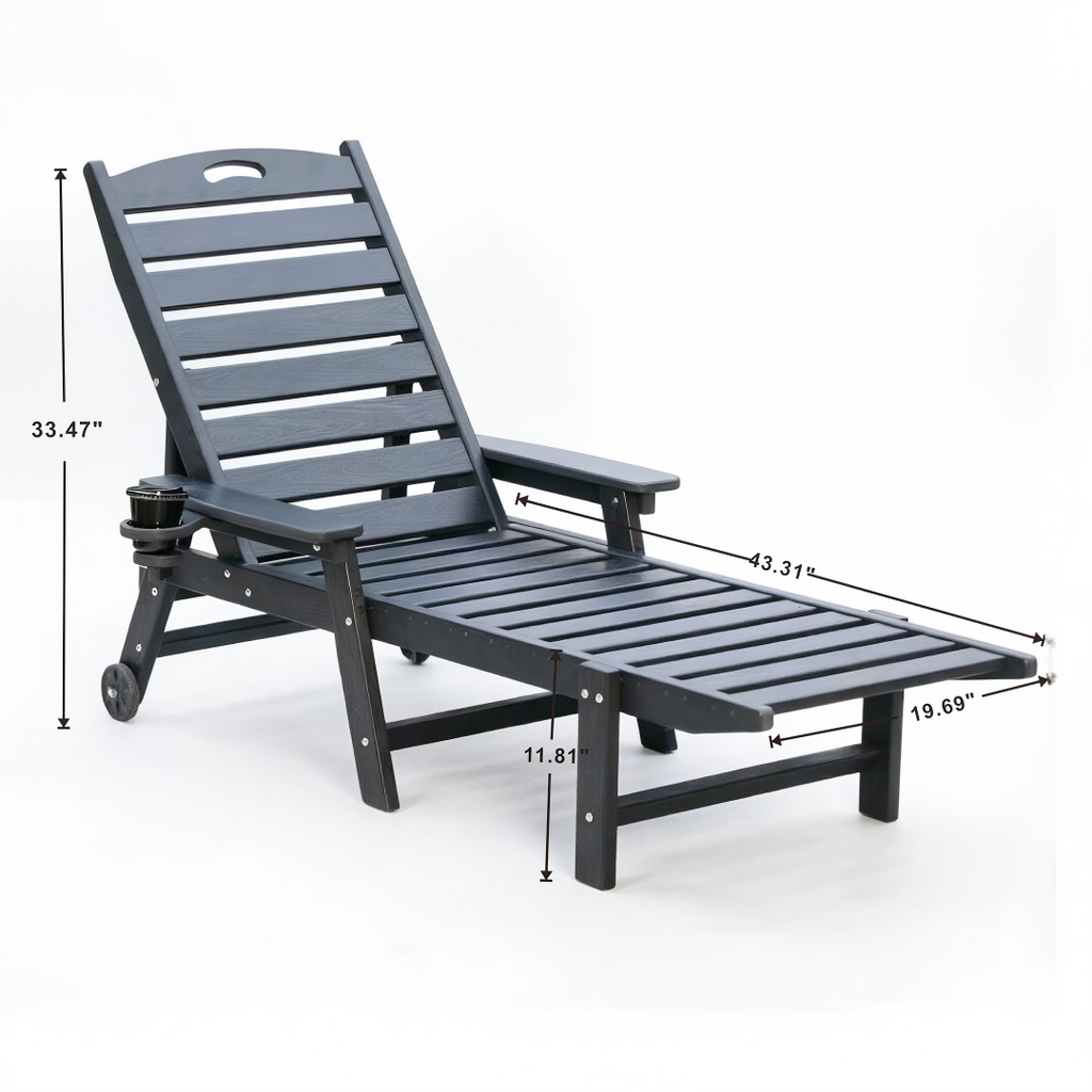 HDPE Chaise Lounge Chair Outdoor with Adjustable Backrest