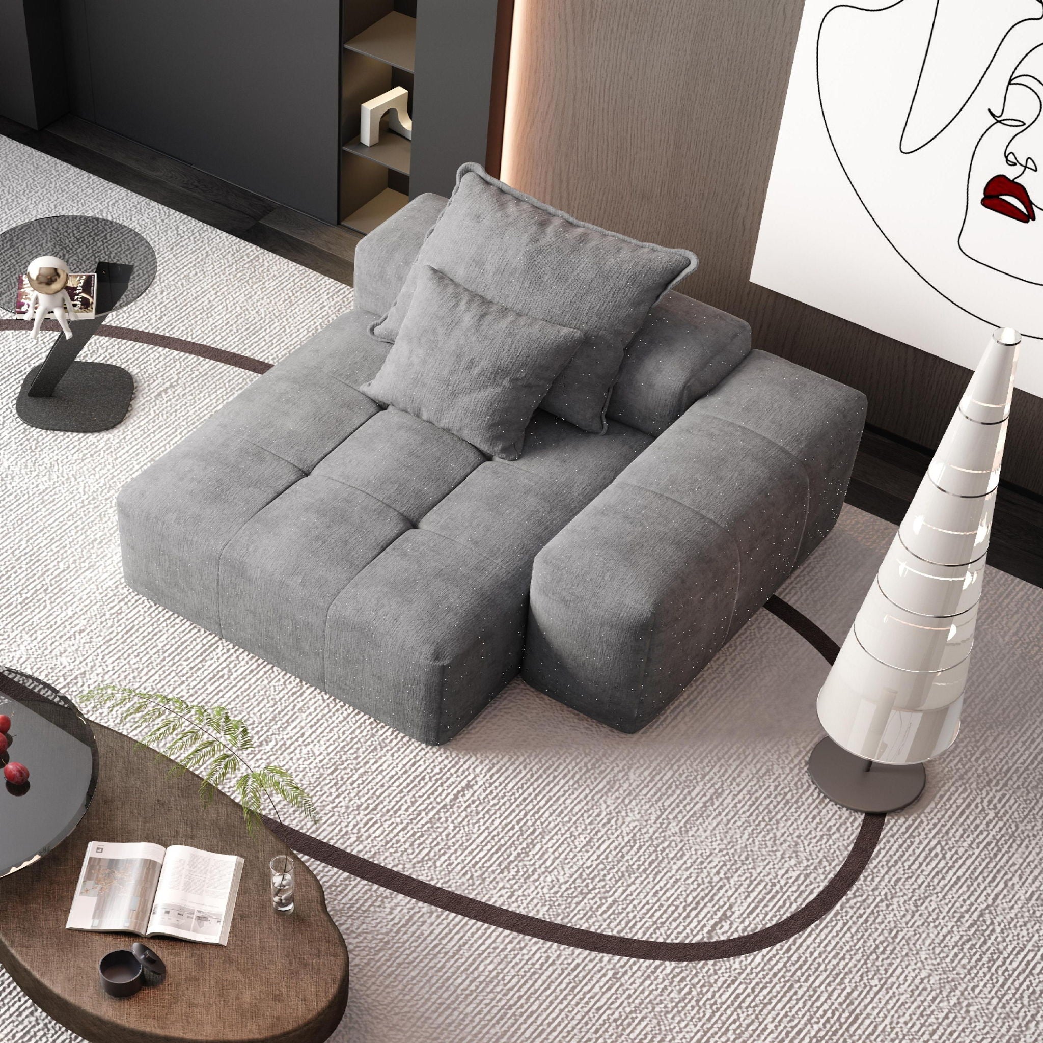 Modern Oversized Modular Sectional Sofa with Sparkling Chenille Fabric